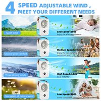Petit climatiseur évaporatif portable rechargeable par USB en plastique pour bureau Ventilateur d'air frais Affichage numérique Brume d'eau glacée Voiture Extérieur