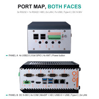 PC Mini Industri Tanpa Kipas AI Ready 9-36V Input Lebar 4 COM RS232 RS422 485 Dengan 8 Bit GPIO DIN Track, Win11 120W