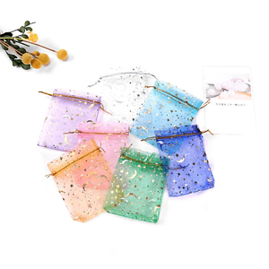 Organza lưới dây rút túi với vàng sao trăng thiết kế kẹo lưu trữ hiển thị giáng sinh Bao bì nhỏ đồ trang sức Túi Quà Tặng - Product Image 3