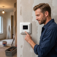 Termostato Inteligente para Calefacción por Suelo Radiante con Control por Aplicación Tuya, Sistema Hidrónico AC504, Válvula Anticondensación, Programable para 7 Días