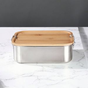 Outdoor Camping Hiking 304 Stainless Steel Japanese <b>Lunch</b> <b>Box</b> Bamboo Lid - Product Image 3