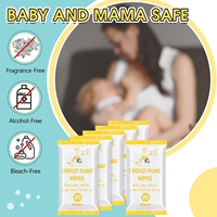 OEM/ODM Lingettes pour sucette et biberon pour bébé Lingettes pour tire-lait de qualité alimentaire Lingettes désinfectantes pour pompe de qualité hospitalière, 20 unités (lot de 6)