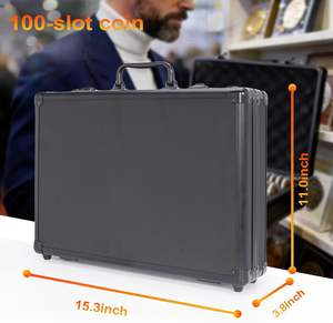 Boîte de rangement pour pièces de monnaie classées, étui en aluminium avec serrure, valise pour collectionneur de pièces de monnaie classées NGC/PCGS, pour collections de pièces de monnaie de valeur - Product Image 6