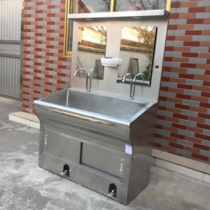 Muebles Médicos Ginee, Lavabo Quirúrgico Doble de Acero Inoxidable 304 con Espejo para Clínica - Product Image 5
