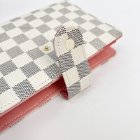 Carnets en Cuir 6 Anneaux Spirale, Organiseur d'Affaires, Agenda de Travail, Reliure de Budget Imprimé Damier, Couverture A6 en PU avec Enveloppes pour Espèces