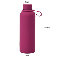 Bouteille de sport isolée à Double paroi en acier inoxydable de 500ml avec corde en Silicone, nouveau Design
