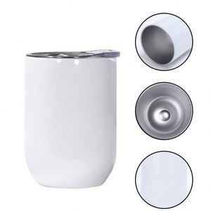 High Quality 12Oz Sublimation White Straight Stainless Steel Double Walled U Shape Egg Shape Wine Tumbler Cup Mug With Lid - Product Image 2