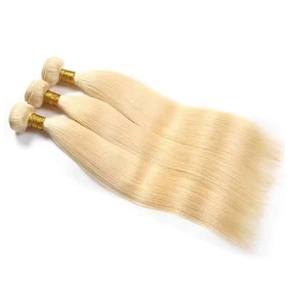 Extensiones de cabello Remy indio de trama cruda 100%, máquina de coser recta ondulada de doble dibujado, estilo de onda rubia 613 - Product Image 5