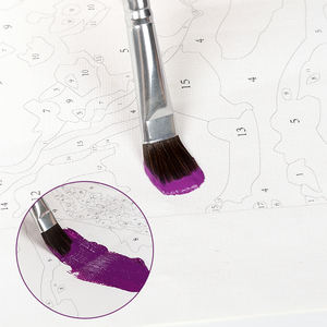 Nouveau Pack de 6 améliorés manche en bois loup cheveux Art brosse plat Shader pinceau pour <span class=keywords><strong>peinture</strong></span> par numéros huile aquarelle <span class=keywords><strong>Kit</strong></span> de dessin - Product Image 4