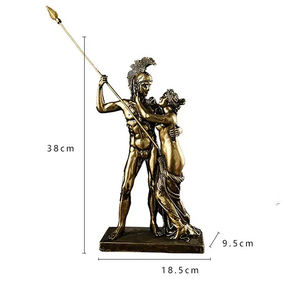 Sculture d'arte in resina bronzo greco Achille statuetta antico guerriero romano con figure di amante per la decorazione della casa artigianato - Product Image 6