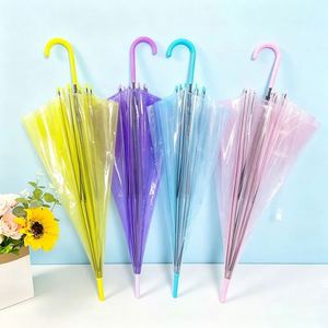 Factory Customized Logo Clear Umbrellas <b>Parasol</b> Colorful Transparent PVC Umbrella with Printing for Promotion - Product Image 1