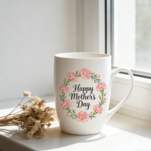 Taza de <span class=keywords><strong>Café</strong></span> Floral de Cerámica de 11 oz, Taza de Té con Diseño de Corona de Flores Rosadas, Regalo Encantador para el Día de la Madre y Cumpleaños - Product Image 3