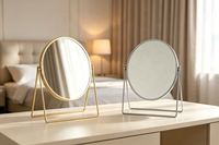 Miroir de maquillage en métal avec plateau de rangement, 360 °   Miroir rotatif, miroir cosmétique de bureau pour la décoration de la table de maquillage
