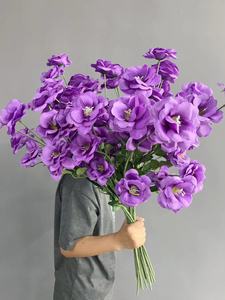 Nuovo matrimonio fiori fiori di seta Bellflower 5 teste artificiali Lisicodon Grandiflorum fiore - Product Image 6