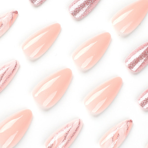 <span class=keywords><strong>Faux</strong></span> <span class=keywords><strong>ongles</strong></span> à presser en acrylique de designer, longs, style français, avec paillettes dorées <span class=keywords><strong>et</strong></span> <span class=keywords><strong>blanc</strong></span> dégradé, pour femmes - Product Image 4