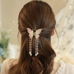 Fermagli per <span class=keywords><strong>Capelli</strong></span> alla Moda per Donne, Clip a Farfalla Colorate, Eleganti Fermagli a Pinza con Perle e Nappine per Ragazze - Product Image 2