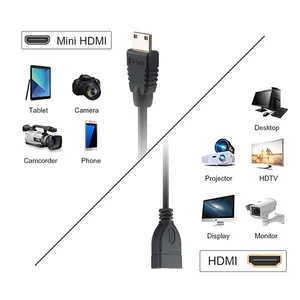 CableCreation 0.5ft Mini HDMI erkek HDMI dişi adaptör Mini HDMI HDMI kablosu