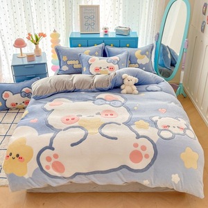 Lớn Kỹ Thuật Số In Bông Tuyết Nhung Thiết Kế Thời Trang Phổ Biến Phim Hoạt Hình Trẻ Em Gối Trường Hợp Duvet Comforter Bìa Bộ Đồ Giường Đặt - Product Image 5