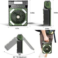 Kipas berkemah dengan lampu, bertenaga baterai & kipas tenaga surya, 10000mAh dapat diisi ulang ventilasi untuk tenda Rumah & luar ruangan