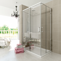 Porte de douche coulissante en verre avec cadre en aluminium poli Domo, design moderne pour appartement, certifiée CE, haute qualité