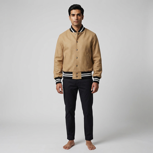 <b>Men's</b> Winter Wool Varsity <b>Jacket</b> Comfortable and Windproof Letterman Style with Light <b>Canvas</b> CollegeBaseballjacket <b>for</b> <b>men</b> - Product Image 1