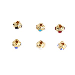 Traditional Gold Inlaid Imitation Turquoise <b>Spacer</b> Beads 6.8x6.8x2mm Mosaic Alloy Jewelry Findings For DIY Bracelet Necklace - Product Image 5