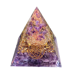 Amethyst <b>Crystal</b> <b>Tree</b> Pyramid Resin Epoxy Craft Home Decoration Desktop Ornament Gift - Product Image 4