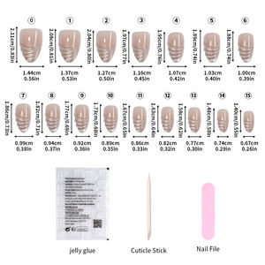 32pz <span class=keywords><strong>Unghie</strong></span> Finte Adesive 3D Personalizzate a <span class=keywords><strong>Mandorla</strong></span> French con Punta Nera e Stella a Sei Punte Dorata Lucida - Product Image 3