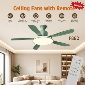Modern 56 Inch <b>Ceiling</b> <b>Fan</b> with LED Light <b>Remote</b> <b>Control</b> DC Motor Reversible 6 Speed F882 for Living Room - Product Image 1