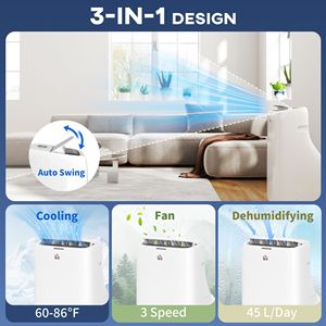14000 BTU Dual Hose Portable Air Conditioner Cool Dehumidifier Fan for 700 Sq. Ft EU <b>Plug</b> <b>WiFi</b> Window Kit Room 14000 BTU Portabl - Product Image 6
