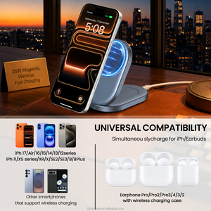 ที่ชาร์จไร้สายแบบพับได้ 25W แม่เหล็ก 2in1 360 °   แท่นชาร์จเร็วแบบหมุนได้สำหรับโทรศัพท์มือถือ สำหรับ AirPod สำหรับใช้ในรถยนต์ สำนักงาน และการเดินทาง - Product Image 5
