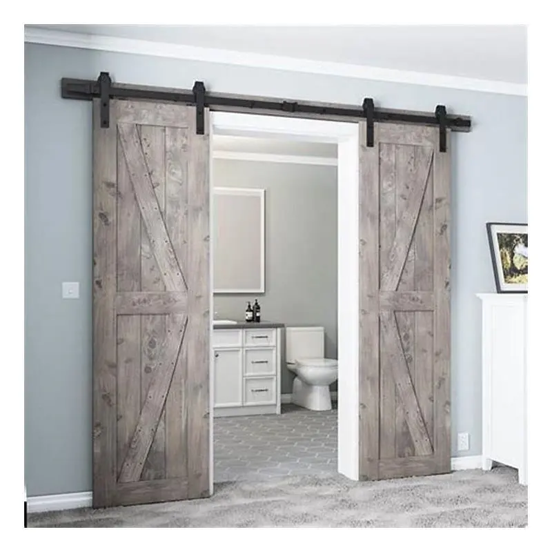 Porte intérieure moderne en bois de haute qualité Porte de grange en bois coulissante en verre Fournisseurs de chambres à coucher