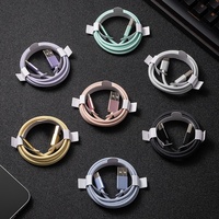 Câbles de charge et de transfert de données USB vers Type-C 5V 2A en nylon tressé pour téléphones mobiles, charge rapide pour iPhone, Android, Samsung
