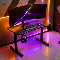 Bureau de jeu noir ergonomique pour PC gamer avec gestion des câbles pour configuration e-sport, fourni par le fabricant