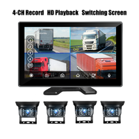 Système de sécurité pour camion 4CH AHD 1080P 360° avec assistance au recul, écran tactile Android portable 10,1 pouces, MP5, USB, CarPlay, DVR