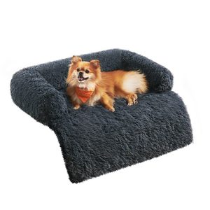 Cuccia per Cani Grigio Scuro Rettangolare Morbida Rimovibile Lavabile per Interni Tutte le Stagioni - Product Image 1