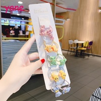 10 Stück Haarschmuck-Verpackungskarten für Kinder mit Treibsand und Tier-Gummibändern, Elastische Haarbänder