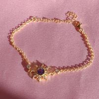 Parure de bijoux vintage en zircon violet plaqué or : boucles d'oreilles, bracelet et collier