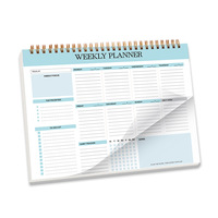 Bloc-notes planificateur hebdomadaire non daté B5 avec suivi des habitudes, 52 feuilles, papier 100 g/m², 5 styles floraux bohèmes, planificateur de bureau spirale