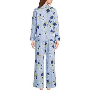 FOXA Women's Cotton Poplin Pajama Set Long Sleeve Top And Pants Classic Sleepwear Soft Fabric - Product Image 2