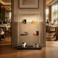 Vente directe d'usine, armoire à vin moderne de haute qualité, verrouillable, double porte, trois portes en verre trempé, noir, avec éclairage LED