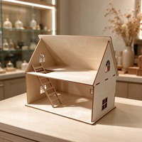 Kit Rumah Boneka Kayu Dua Lantai Miniatur dengan Tangga, Jendela, Ruangan Terbuka untuk Kerajinan DIY, Dekorasi Rumah, dan Hadiah