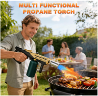 Torche au propane puissante, lance-flammes réglable avec conception détachable pour barbecue, cuisson des steaks (réservoir de propane non inclus)