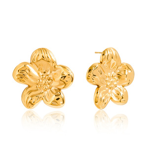 Pendientes de Flor con Baño de Oro de 18K en Acero Inoxidable, Joyería para Mujer, Uso Diario - Product Image 5