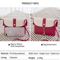 Sac bandoulière mini 2026 pour femme, style coréen, en cuir PU color block, avec rabat enveloppe et pendentif cerf