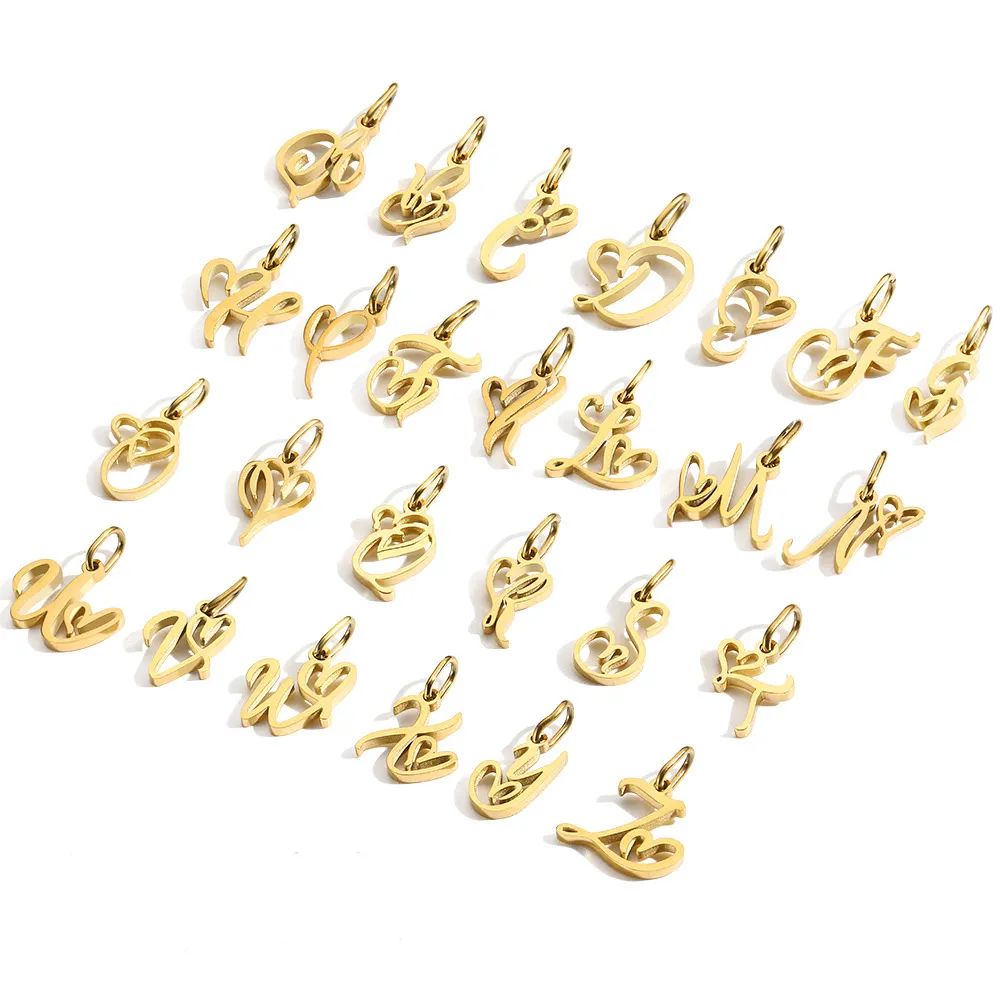 תליוני אותיות A-z תכשיטים היפואלרגניים בציפוי זהב קסמי אותיות ראשוניות לשרשראות תליון נשים
