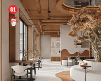Meubles de restaurant commerciaux tendance, comptoir modulaire personnalisé pour café, éclairage LED, design écologique et imperméable