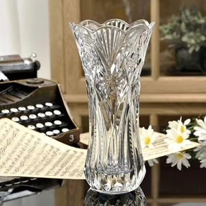 <span class=keywords><strong>Vase</strong></span> en verre cristal transparent pour fleurs, support de collection décoratif grand <span class=keywords><strong>vase</strong></span> durable en verre gaufré support de fleurs - Product Image 4