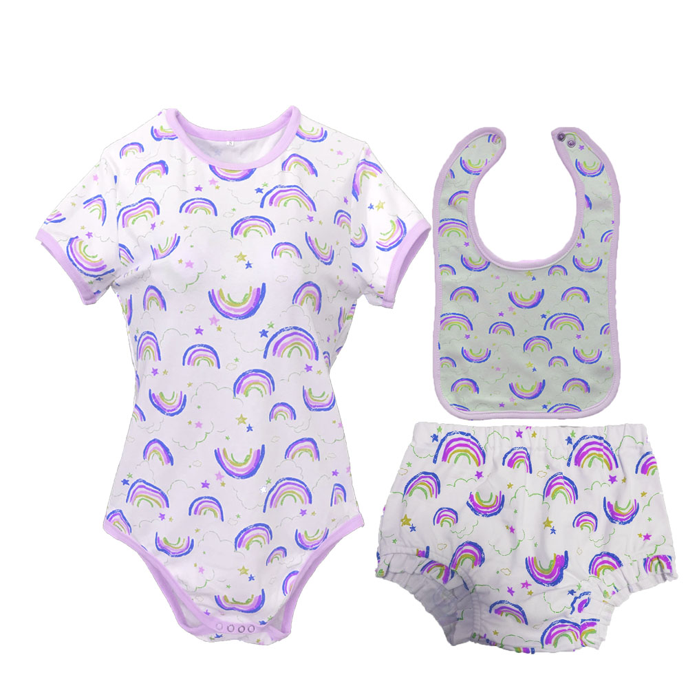 Tùy chỉnh dành cho người lớn bé onesie bodysuit Người lớn bé Tã người yêu ddlg Romper quần áo Snap đáy quần bé người lớn onesie