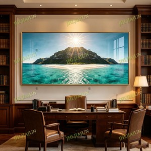 Peinture murale LED personnalisée en porcelaine cristalline, anti-UV, encadrée, motif île tropicale, paysage marin, pour salon, décoration intérieure, vente en gros - Product Image 1